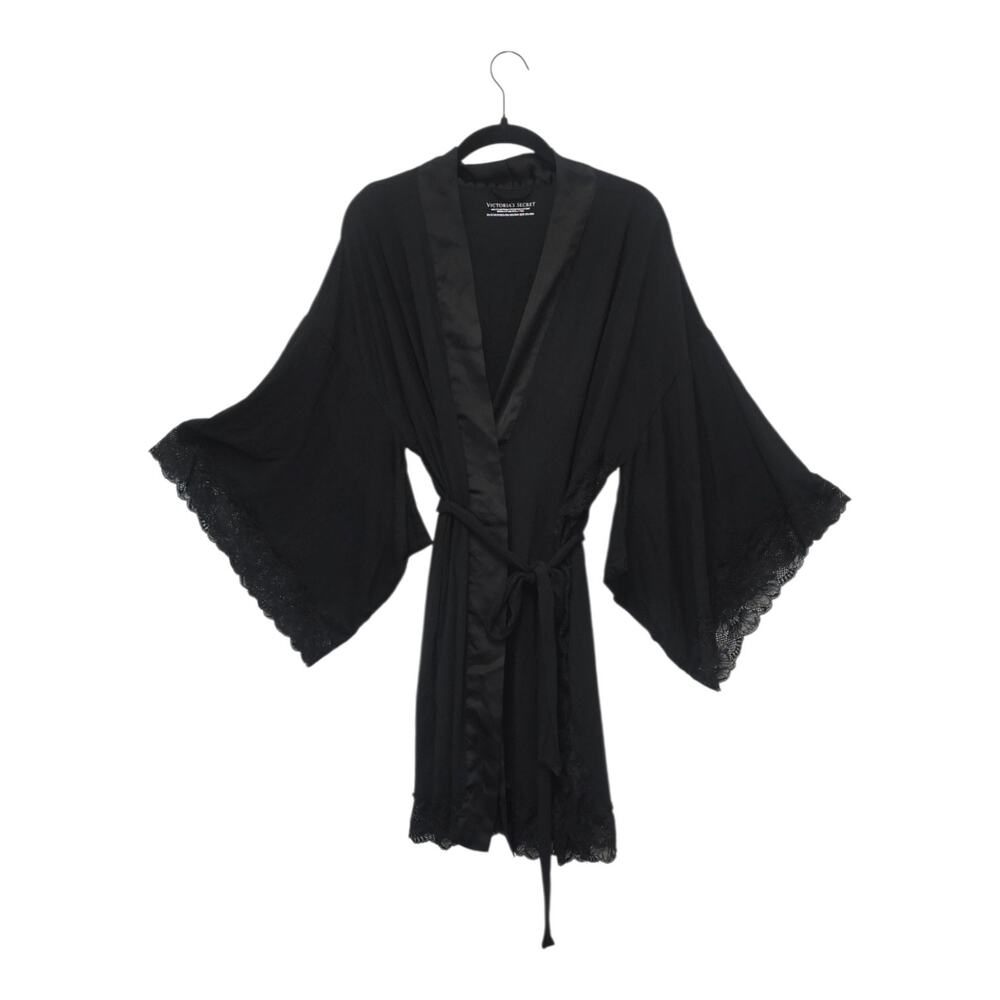 NWT Victoria's Secret SoSoft Sexy Elegant Modal Lace Trim Wrap Kimono Robe XS/S - Picture 2 of 9